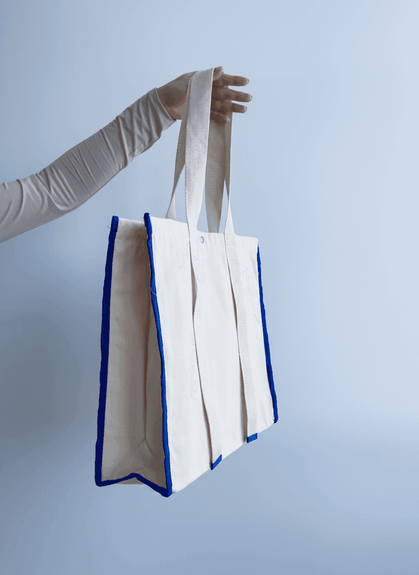 Шопер із бавовняної саржі, довгі ручки для покупок