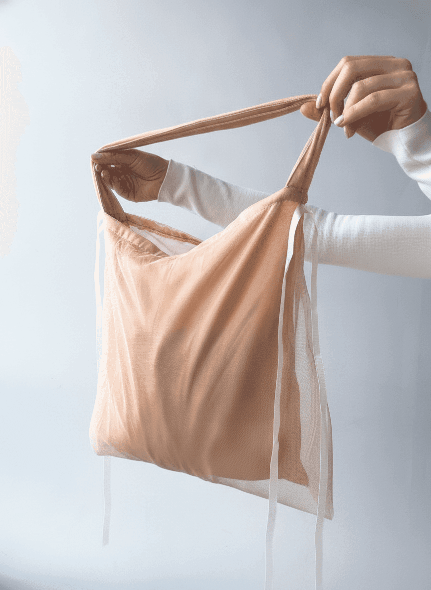 Lightweight Satin Bag with Tulle