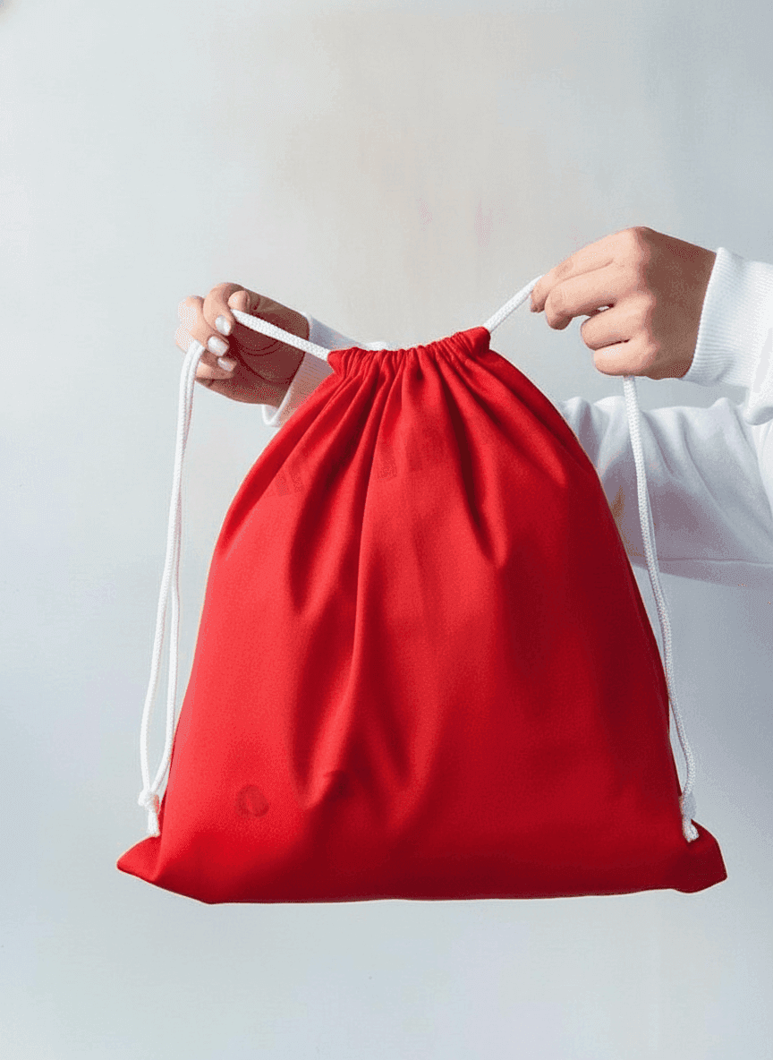 Long Red Twill Tote Bag