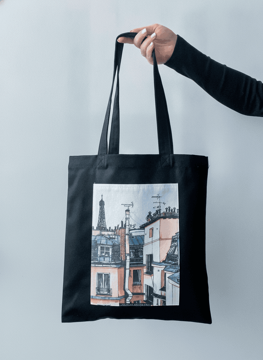Eco tote bag with twill pocket