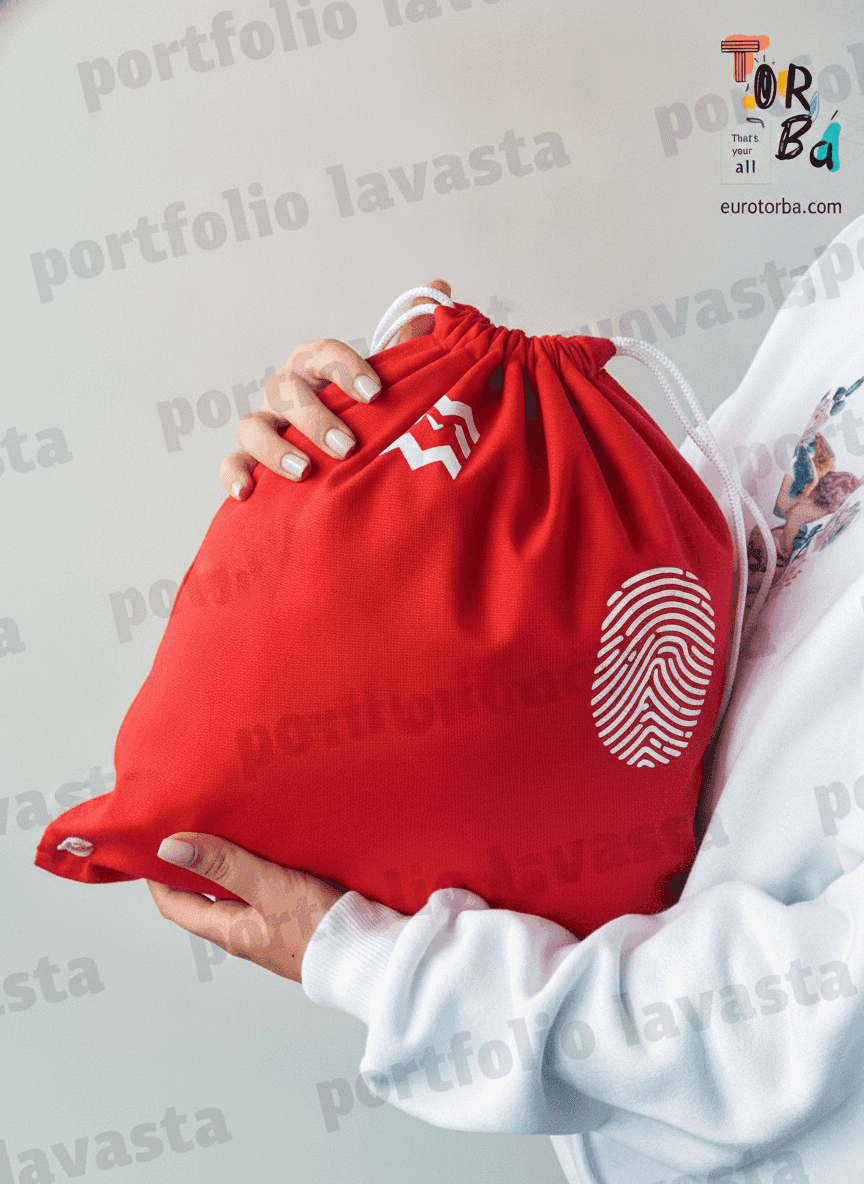 Long Red Twill Tote Bag
