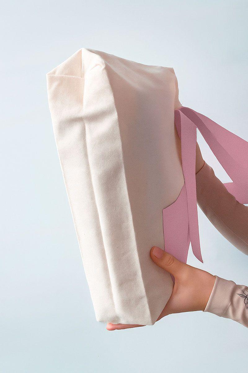 Екосумка з двонитки з рожевими ручками та кишенею — стильна бавовняна шопер-сумка для покупок і щоденного використання без друку, розмір: 38см х 42смх 7см