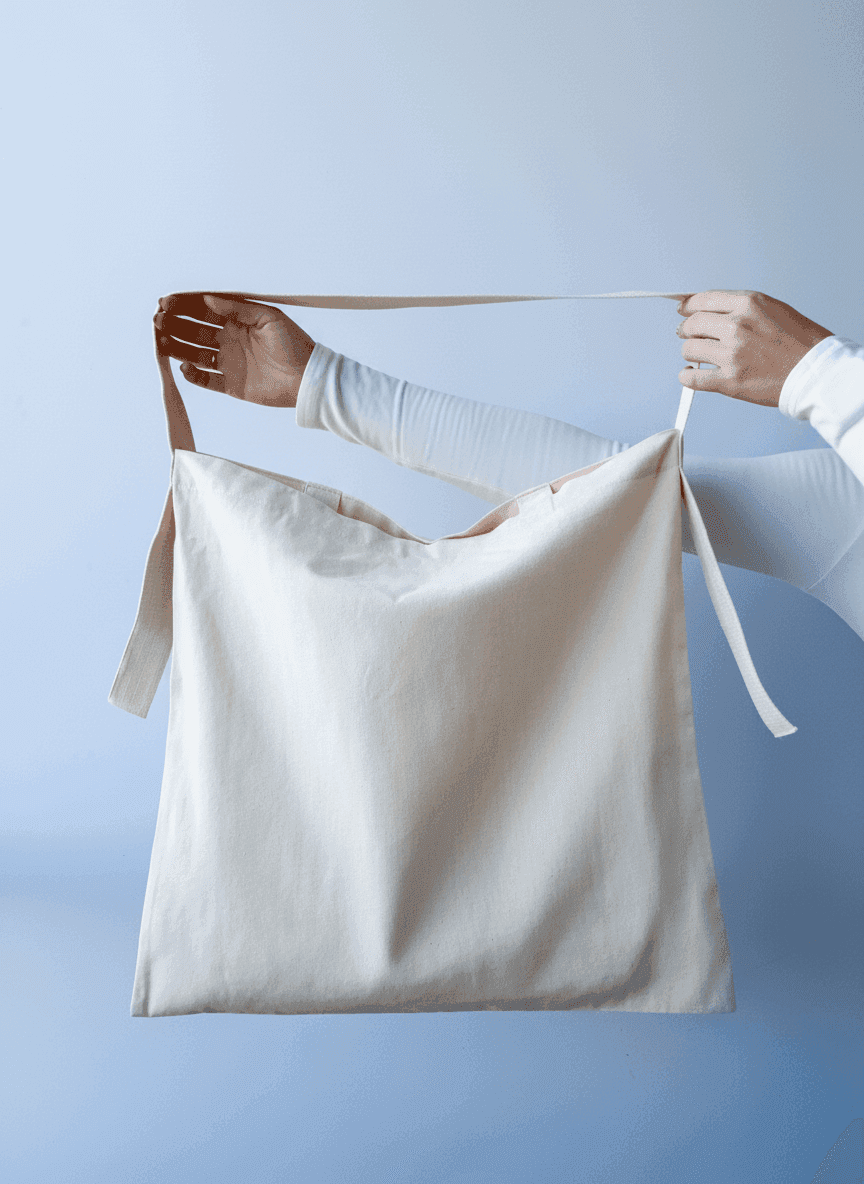 Хлопковый шоппер на длинных кроссбоди ручках для покупок