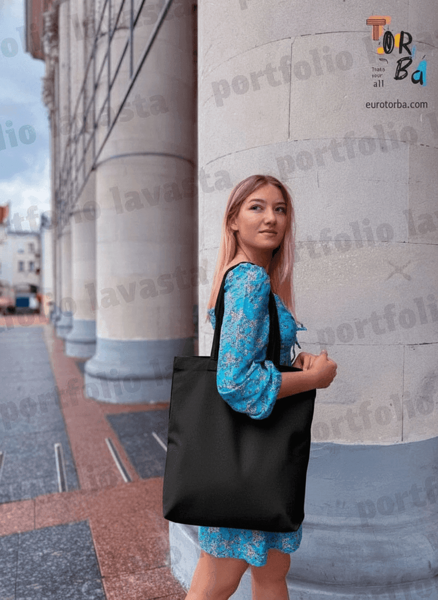 Roomy Black Calico Tote Bag