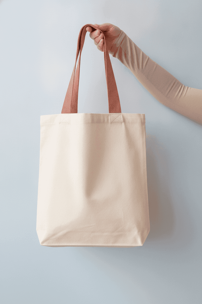 Cotton Tote Bag with Terracotta Handles & Pocket