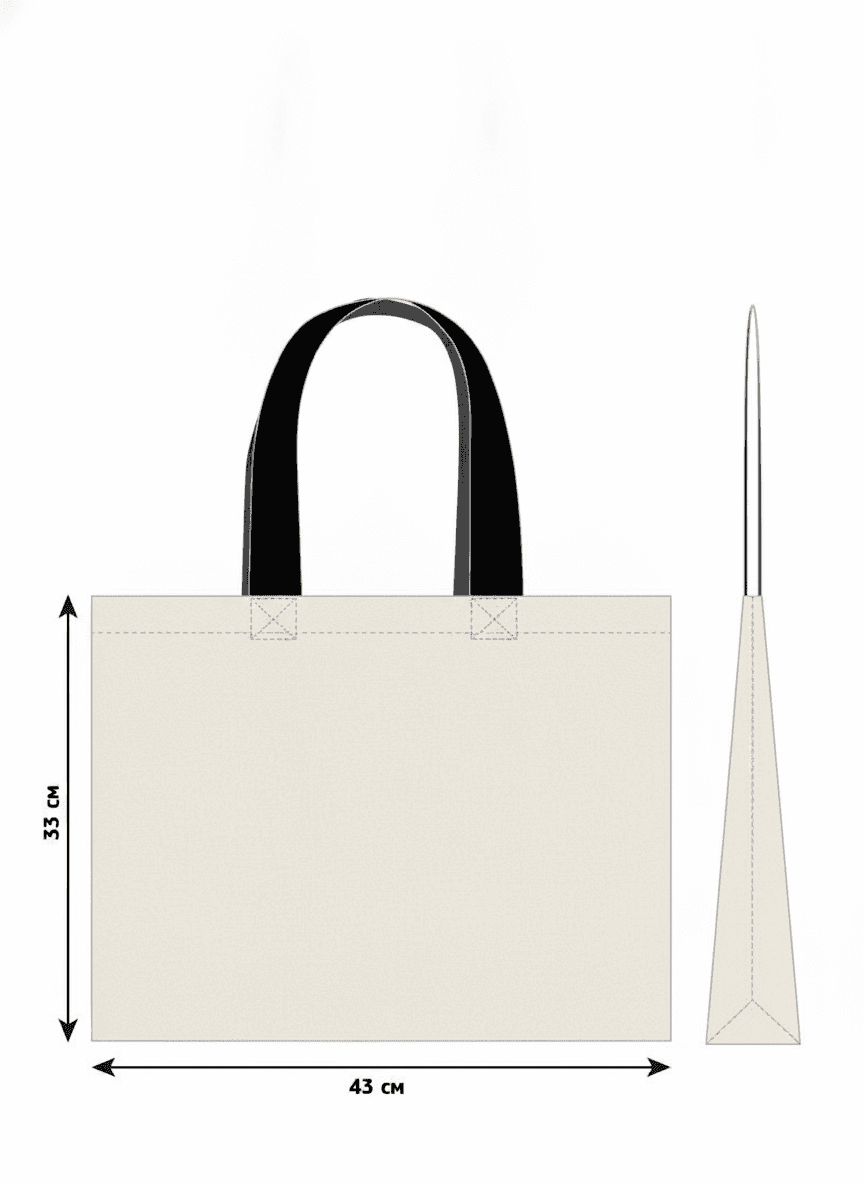 Twill Reinforced Bottom Tote Bag with Black Handles