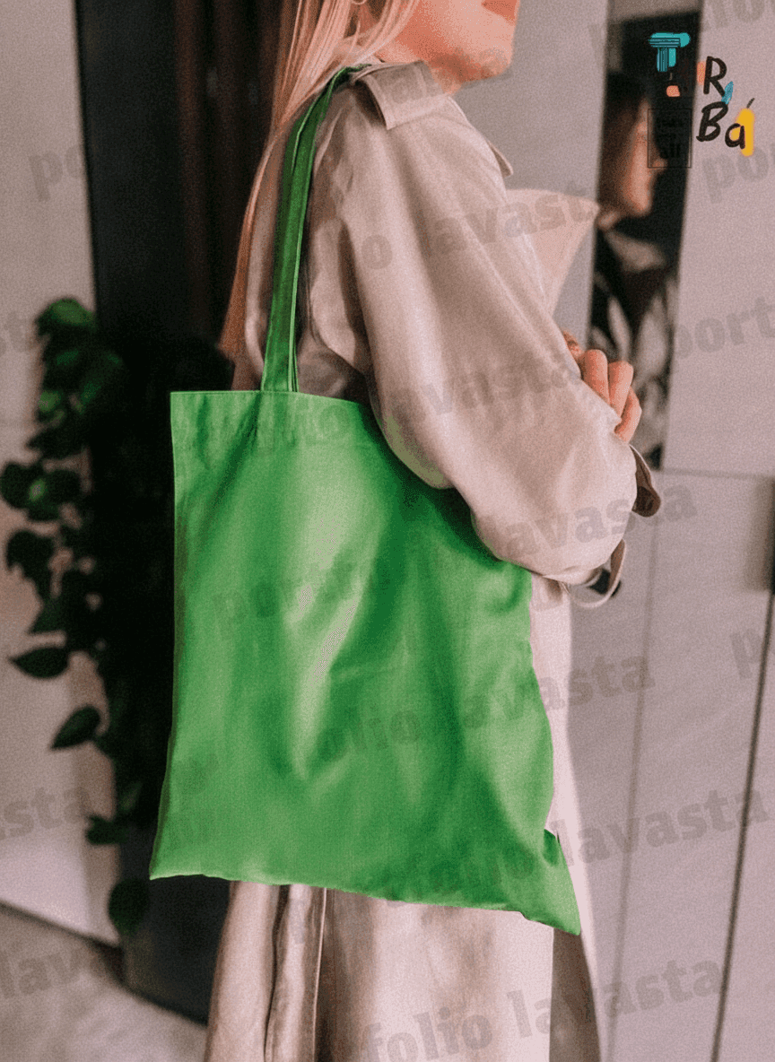 Thin Cotton Tote Bag Green Apple