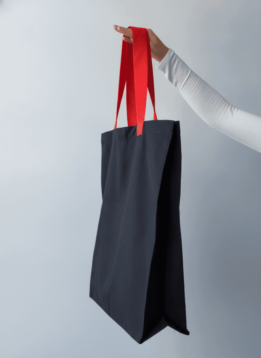 Heavy Cotton Twill Tote with Red Handles