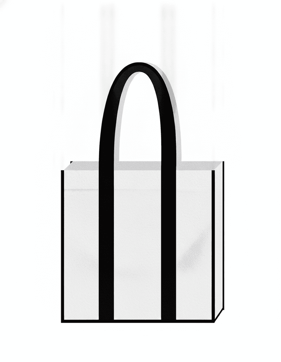 Square Fabric Tote Bag with Black Straps