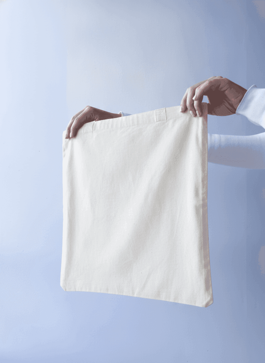 Beige Cotton Reusable Drawstring Bag