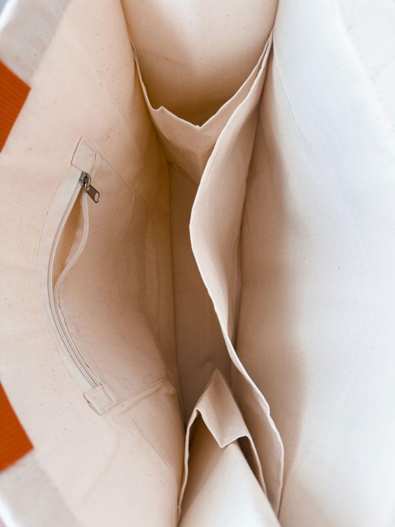 Екошопер із саржі з яскравими помаранчевими ручками та металевим кільцем — щільна бавовняна сумка Lavasta для покупок і щоденного використання без друку, розмір: 38см х 40смх 12см