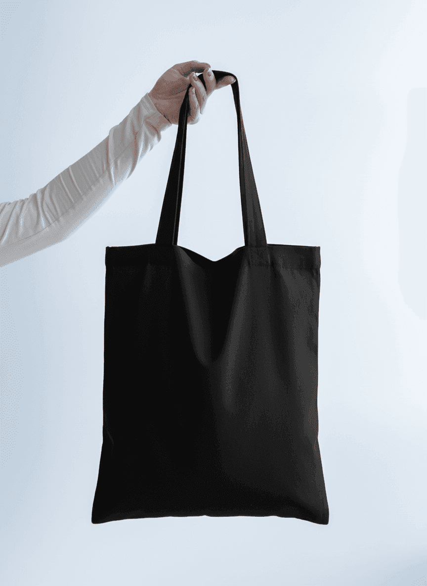 Шоппер из хлопковой саржи с черными ручками для покупок