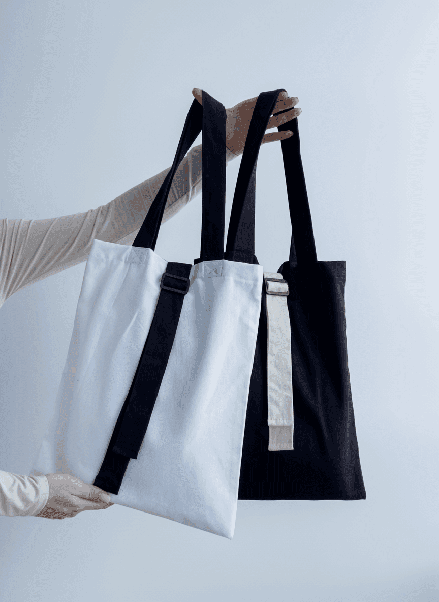 Шоппер из хлопковой саржи с черными ручками для покупок