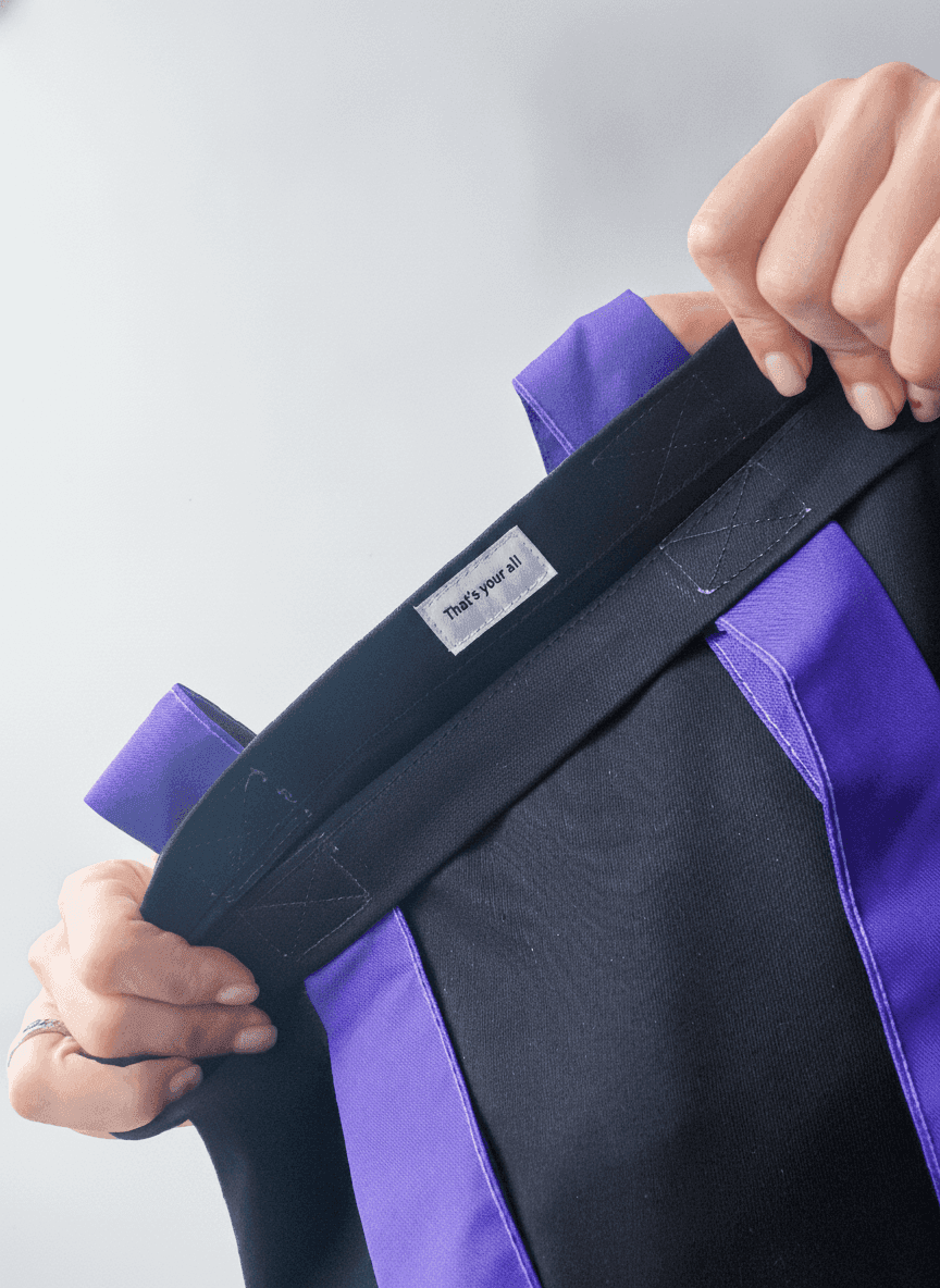 Sturdy Black Grocery Tote with Colorful Straps