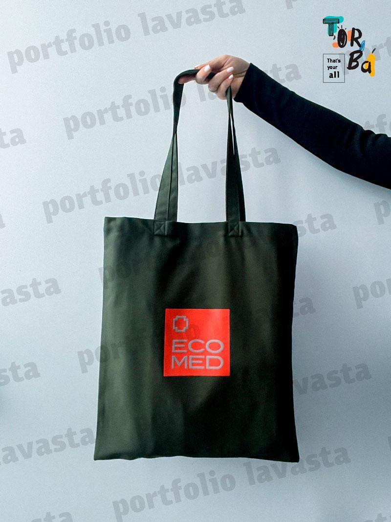 Хаки котоновая сумка плотная без печати Размер: 40cм х 45см