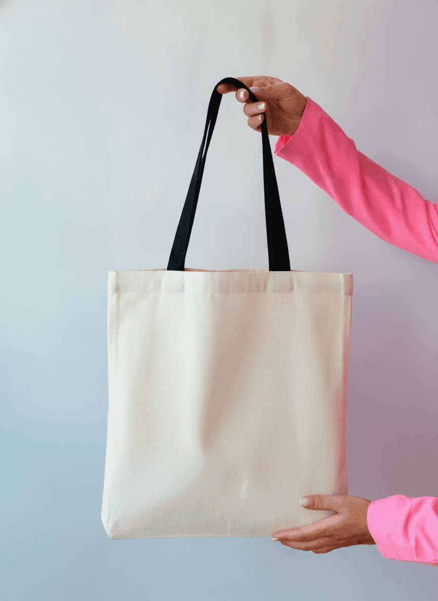 Heavyweight Cotton Tote Bag with Black Handles
