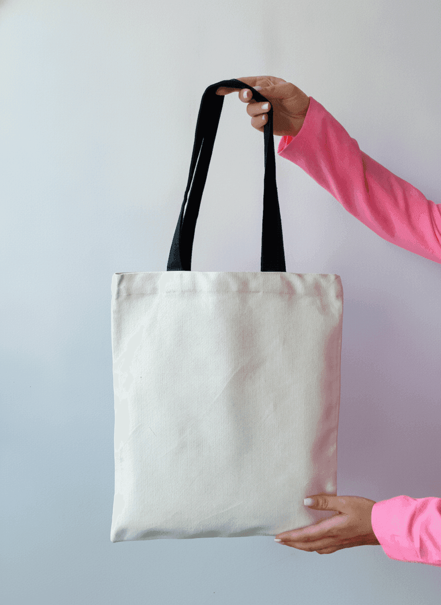 Heavyweight Cotton Tote Bag with Black Handles