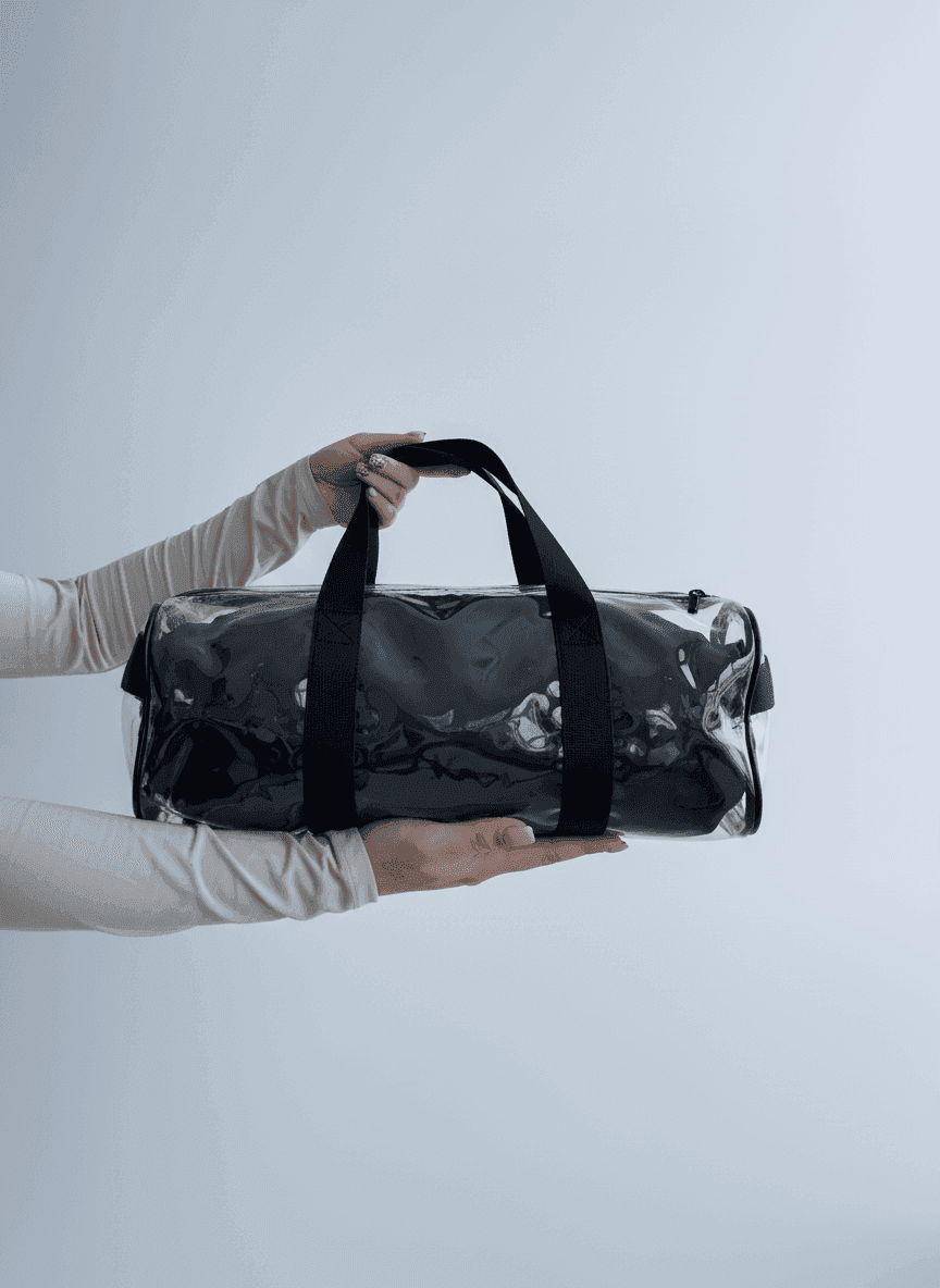 Прозрачный ПВХ тоут с прочными ручками-стропами для покупок