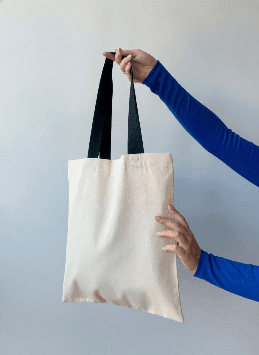 Tote Bag with Black Handles, Midweight Fabric