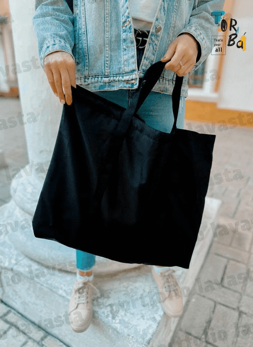 Large Black Heavy-Duty Oxford Tote Bag