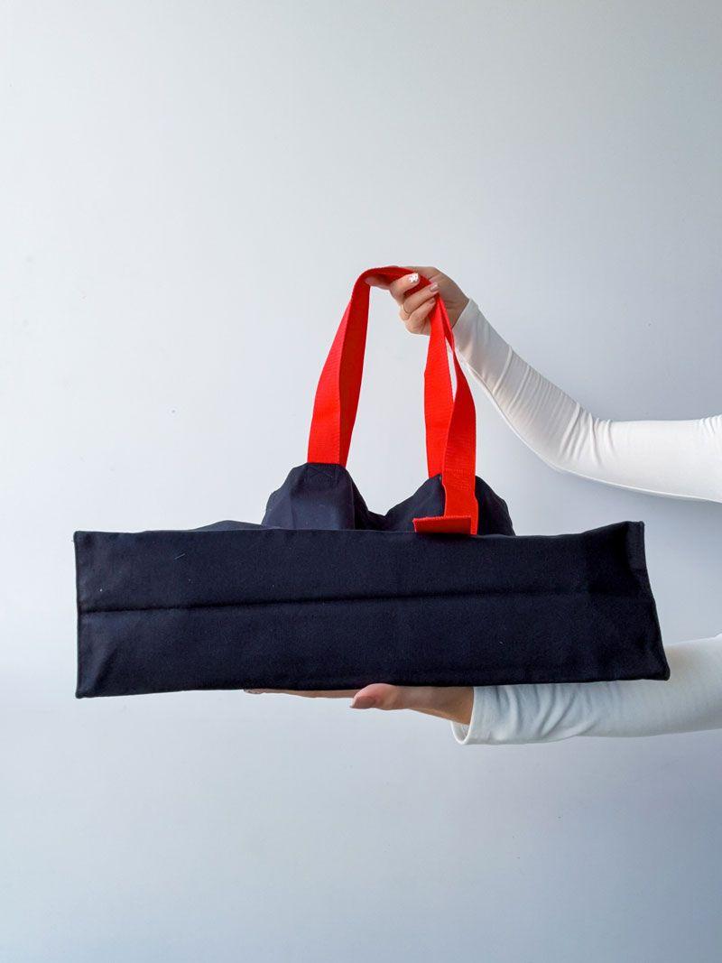 Шопер із саржі (щільна бавовна) з правим напуском та червоними стрічковими ручками — стильний міцний еко-тоут для покупок та щоденного використання без друку розмір: 40см х 50см х 12см