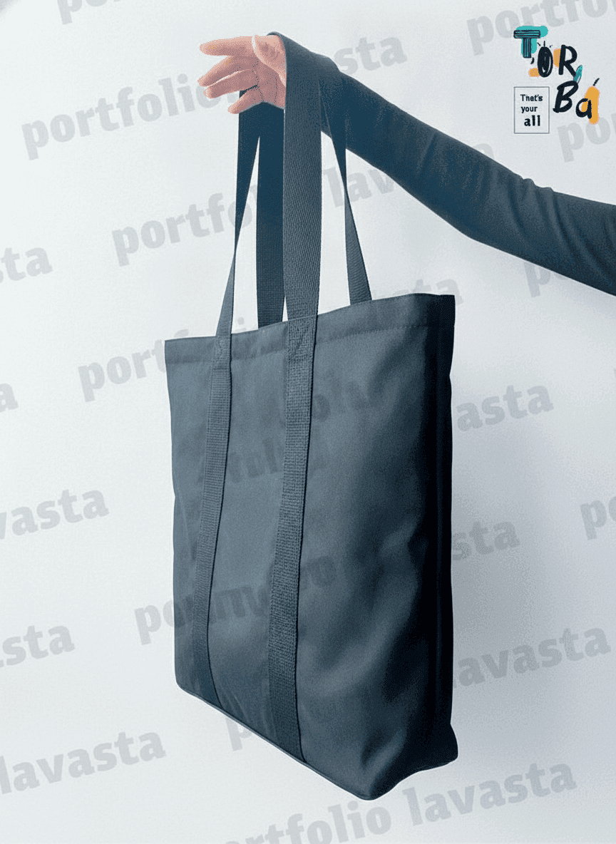 Lined Heavy Cotton Tote with Stitched Handles