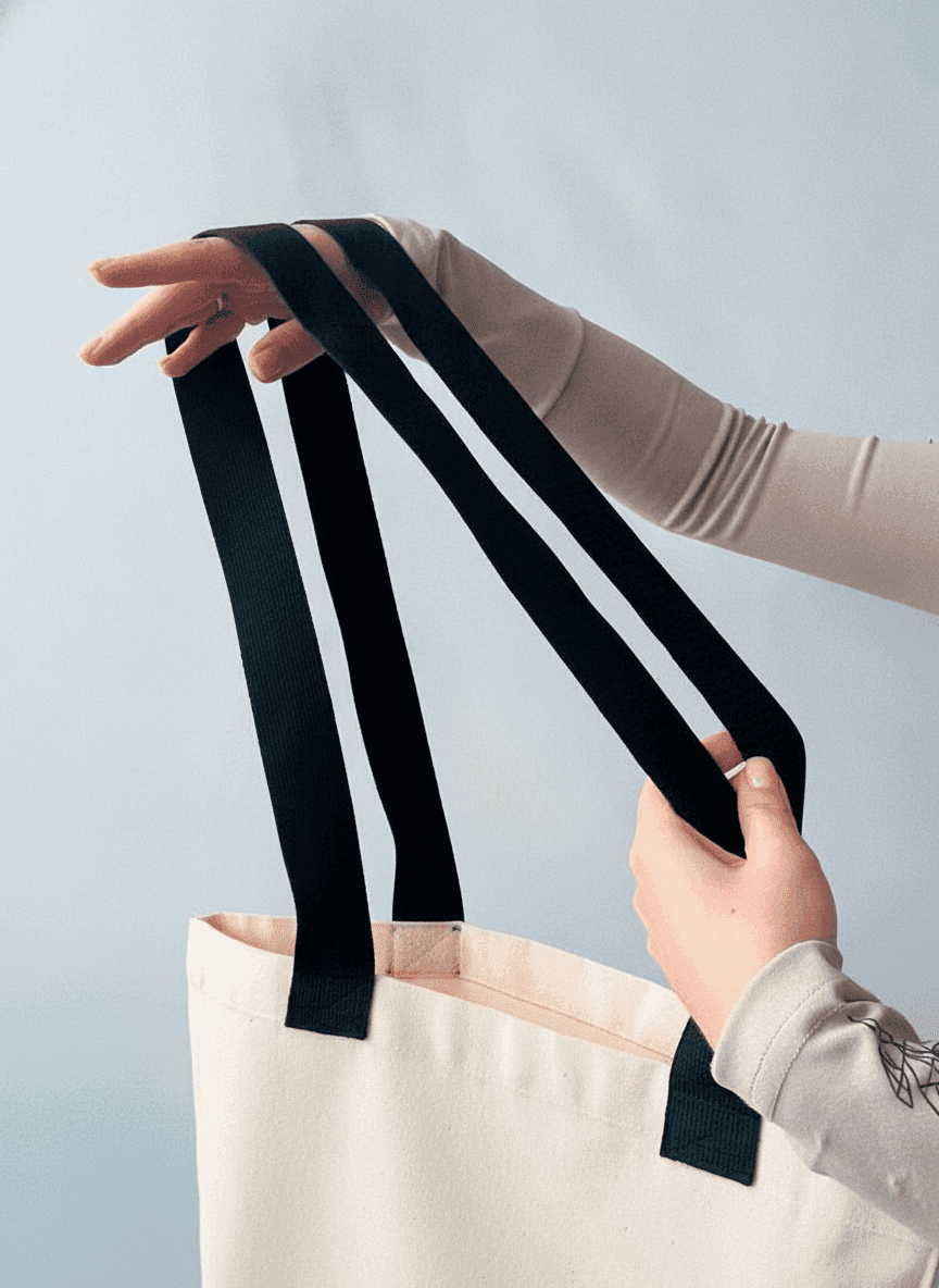 Eco-friendly tote bag with black handles