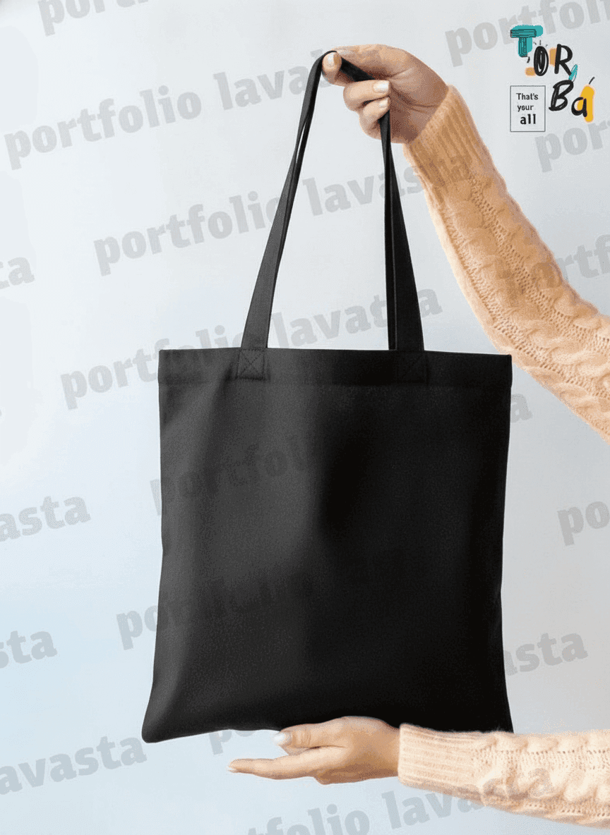 Lightweight Black Cotton Tote Bag