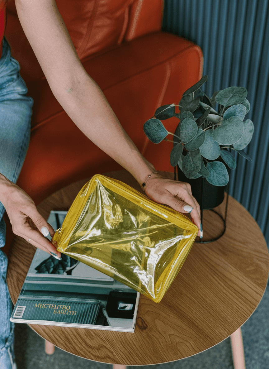 Clear Yellow PVC Makeup Bag, Waterproof