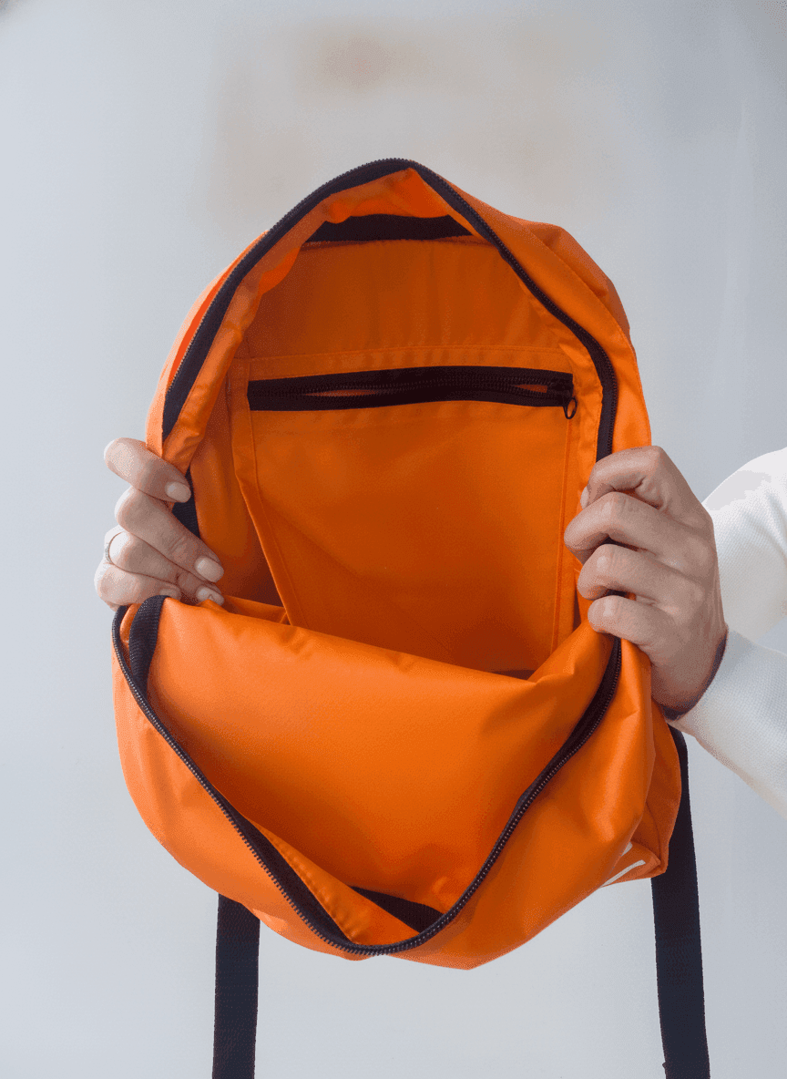 Orange Urban Backpack - Water-Repellent Raincoat Fabric