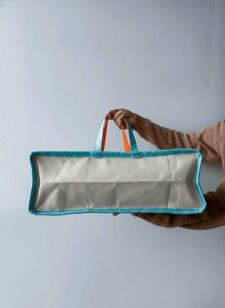 Twill Eco Tote Bag with Turquoise Trim & Bright Handles