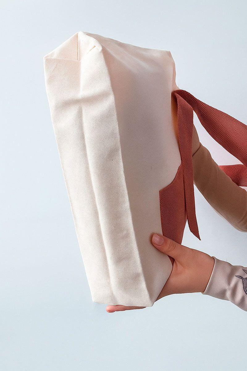 Екошопер з двонитки з теракотовими ручками-стрічками та кишенею — сумка з подовженою стрічкою, міцна бавовняна торба для покупок і щоденного використання без друку, розмір: 38см х 42смх 7см