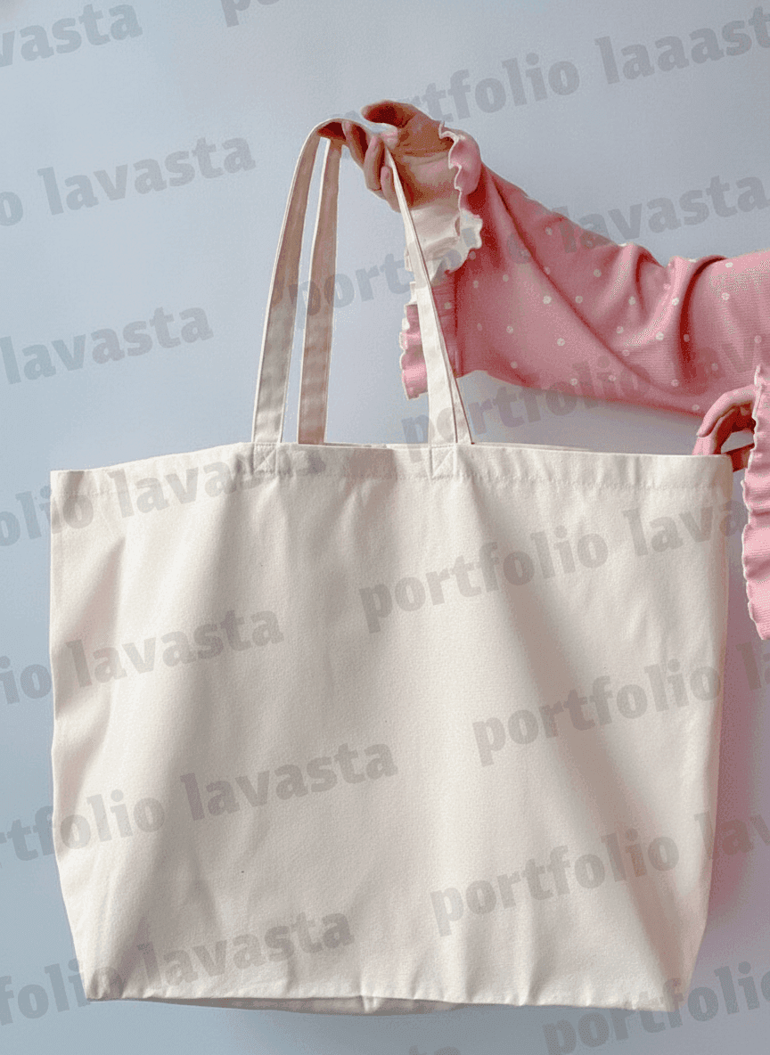 Large Semi-Panama Shopping Tote Light Beige