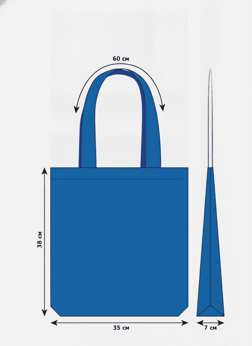 Blue Lightweight Cotton Tote Bag with Bottom