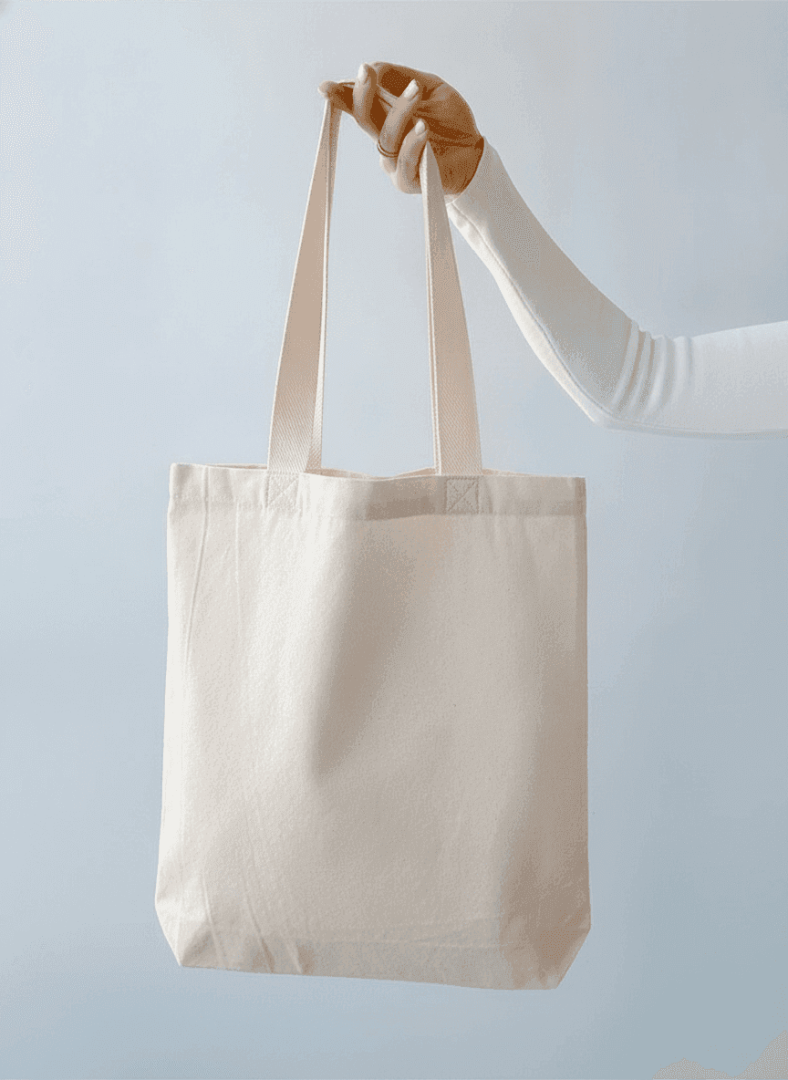 Natural Fabric Tote Bag with Flat Bottom