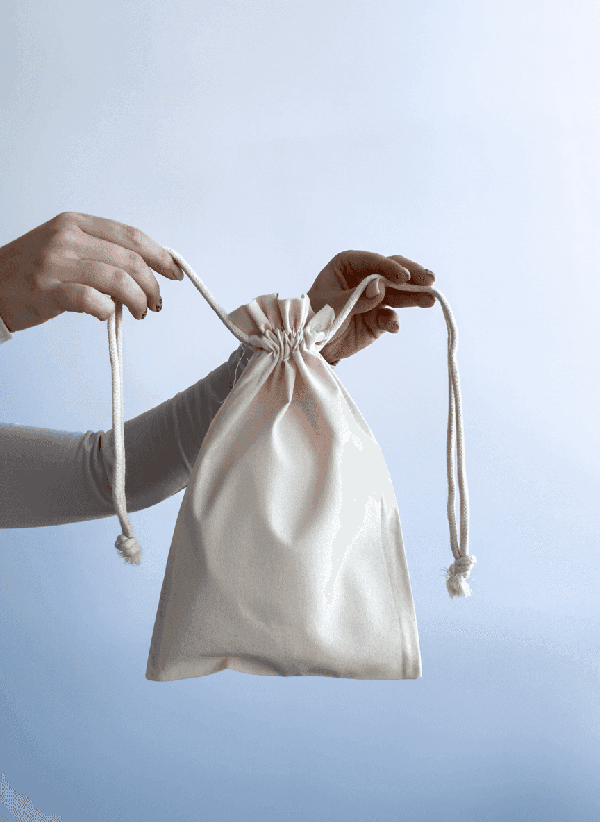 Плаский мішечок на кулісці з бязі для пакування