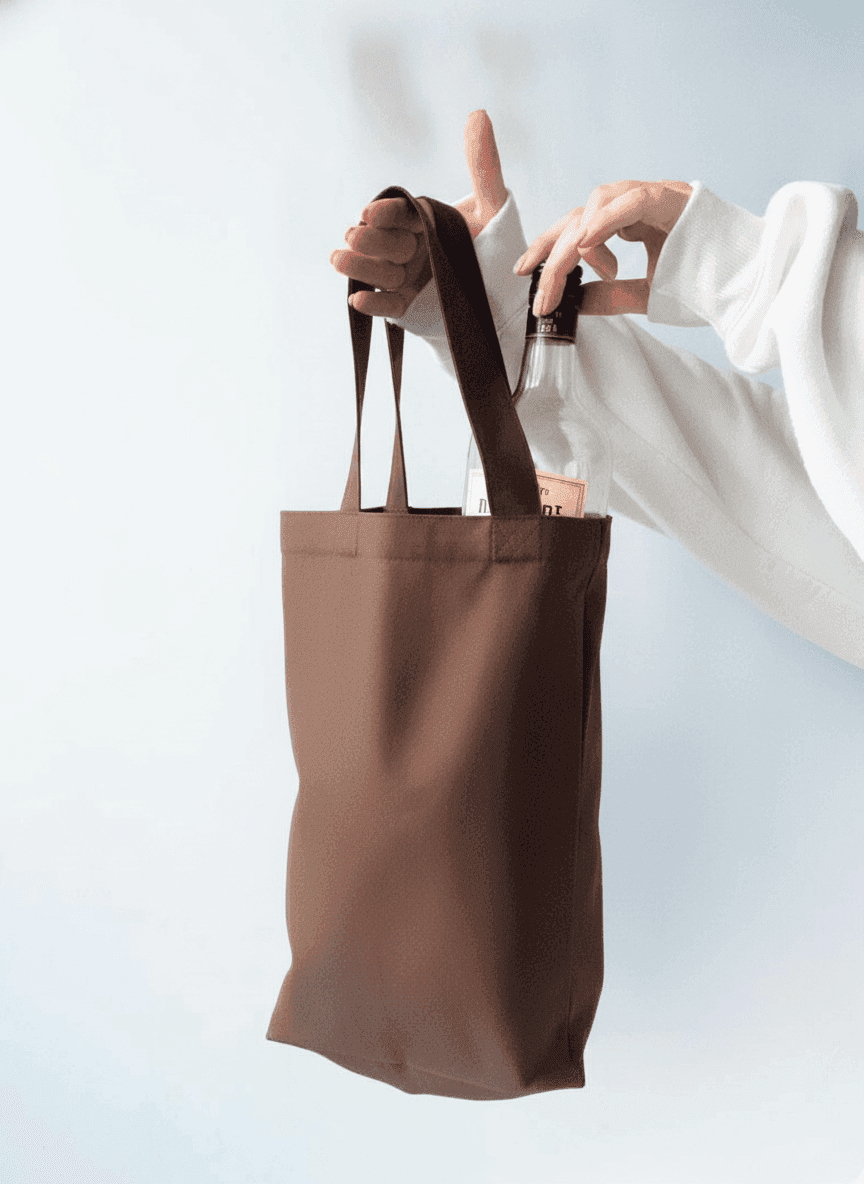 Heavy Cotton Double Bottle Tote Bag