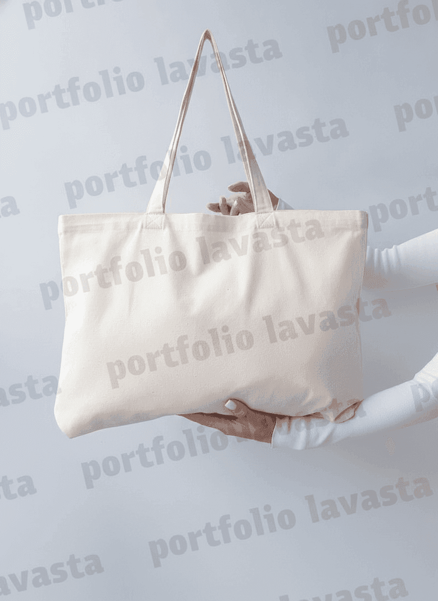 Light Beige Canvas Tote Bag