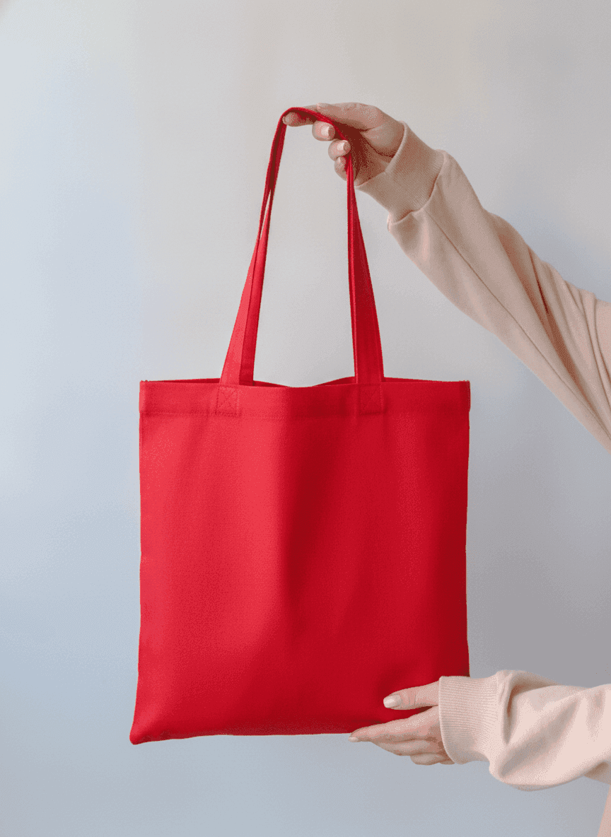 Red sturdy cotton tote bag