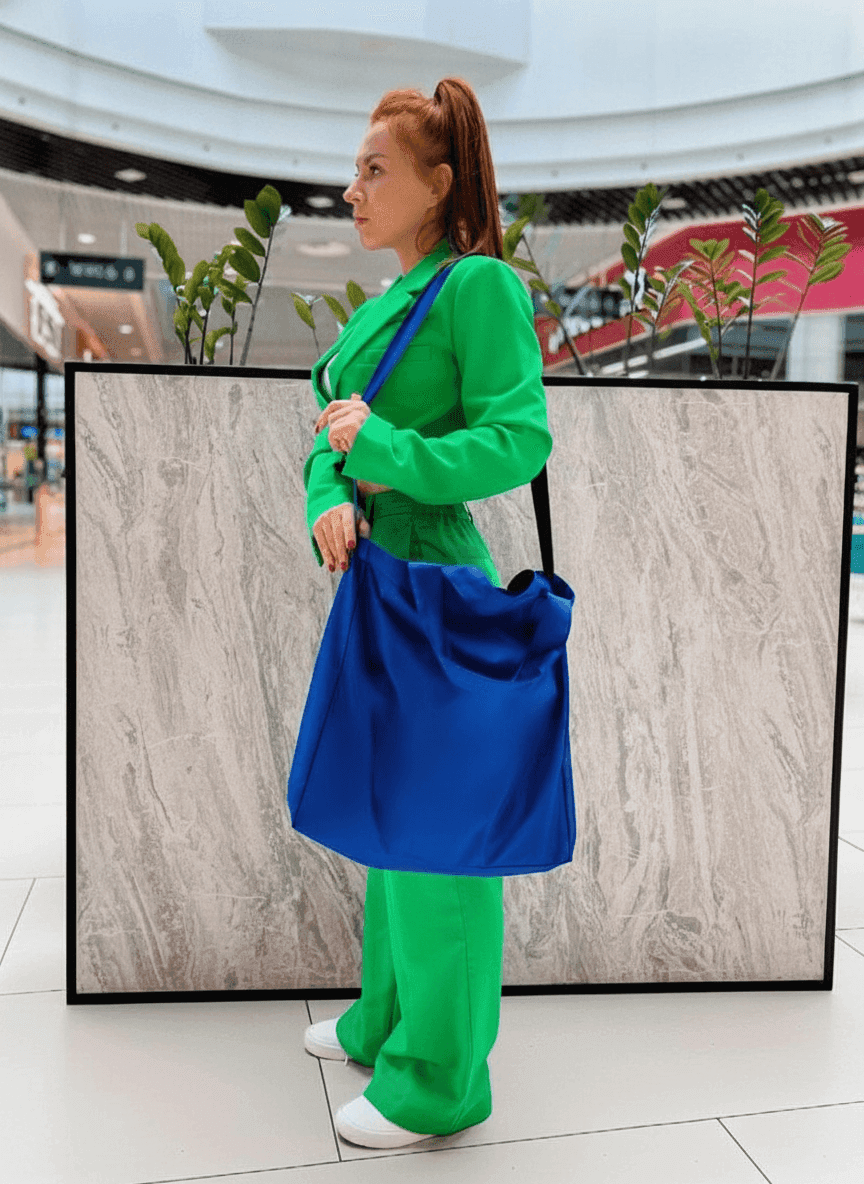 Water-Resistant Nylon Crossbody Tote with Side Panels