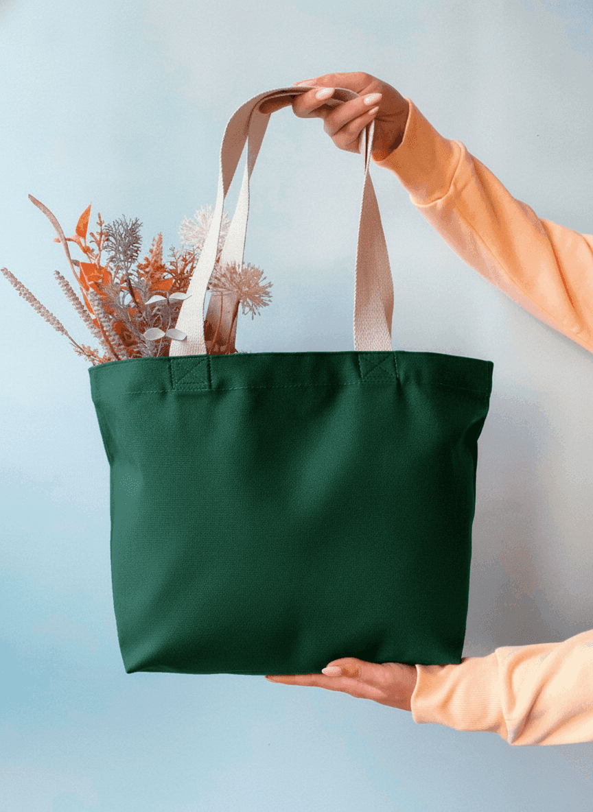 Canvas Beach Tote with Flat Bottom