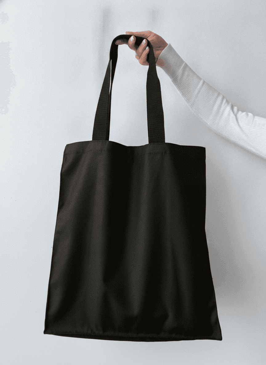 Black Twill Tote with Double Handles