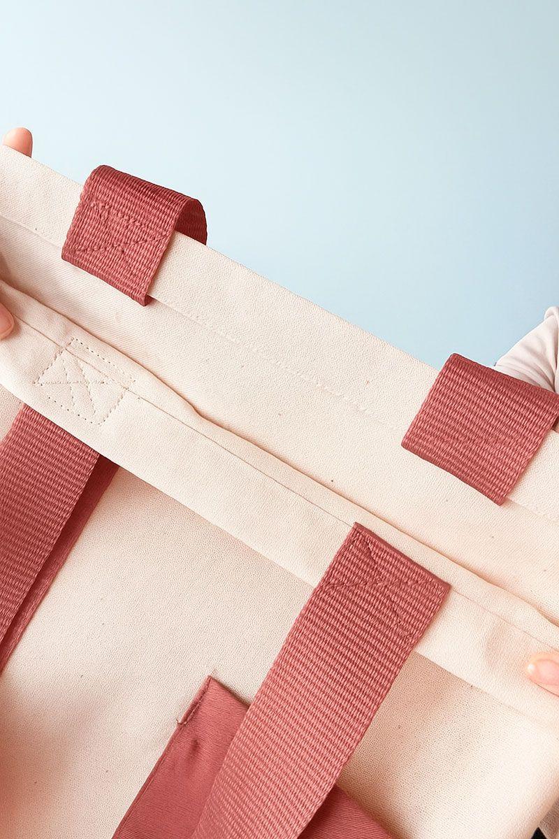 Екошопер з двонитки з теракотовими ручками-стрічками та кишенею — сумка з подовженою стрічкою, міцна бавовняна торба для покупок і щоденного використання без друку, розмір: 38см х 42смх 7см