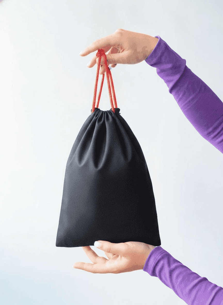 Black Twill Drawstring Pouch