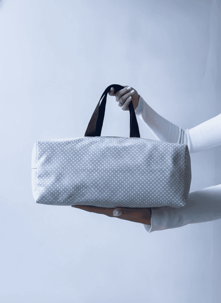 Gray Polka Dot Double-Knit Tote Bag