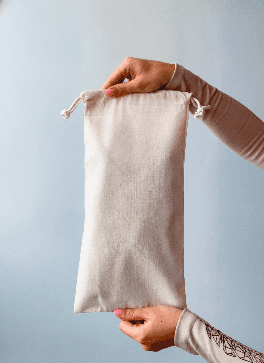 Long Calico Double Drawstring Pouch