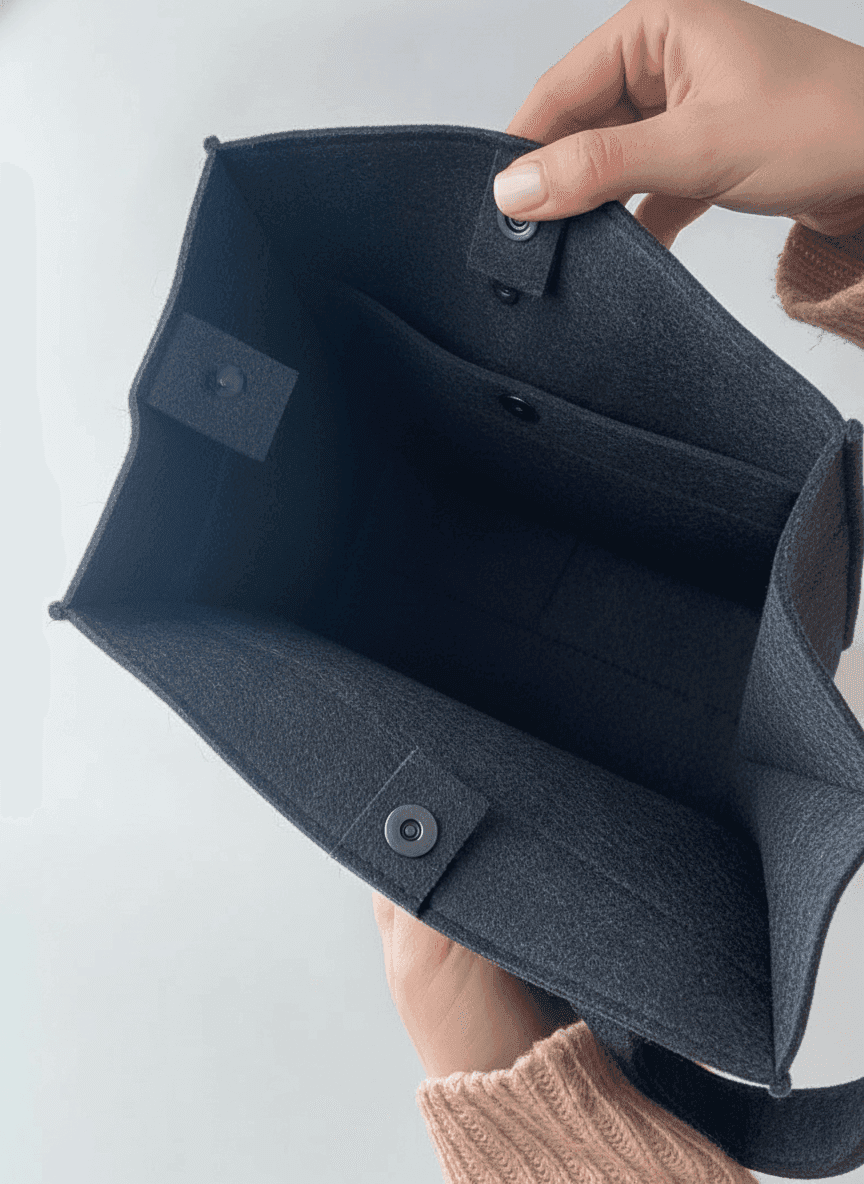 Durable Black Felt Tote Bag