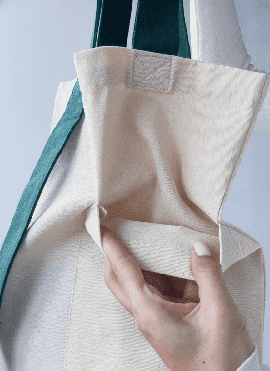 Twill Tote Bag with Exterior Pocket