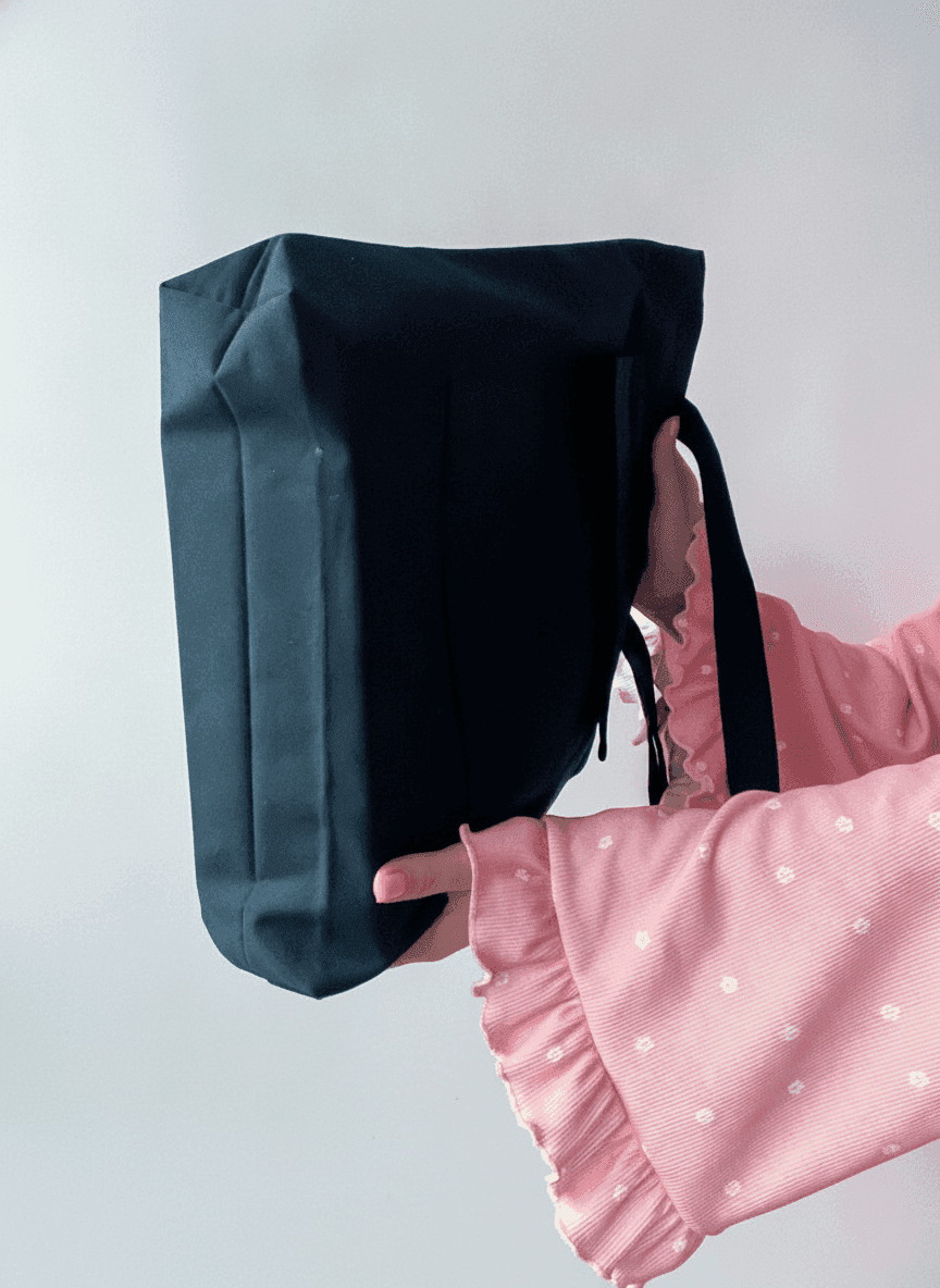Black Twill Eco Tote Bag with Velcro Pocket