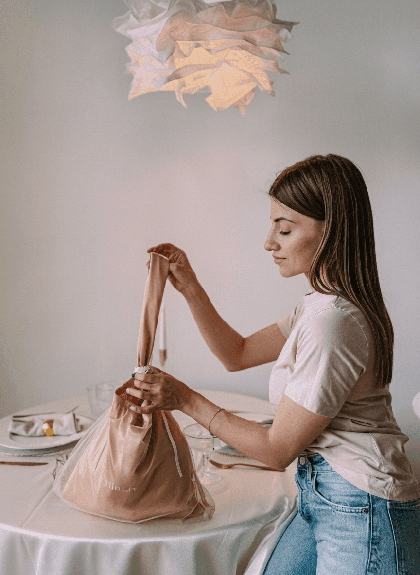 Lightweight Satin Bag with Tulle